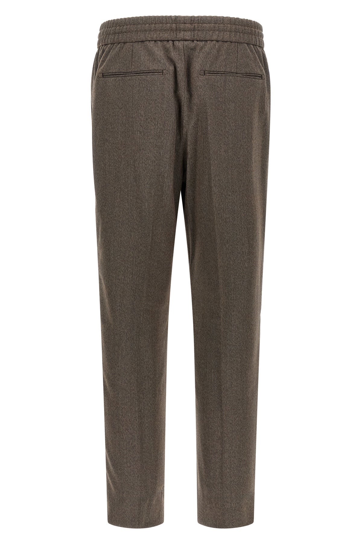 Brioni Melange wool trousers with drawstring