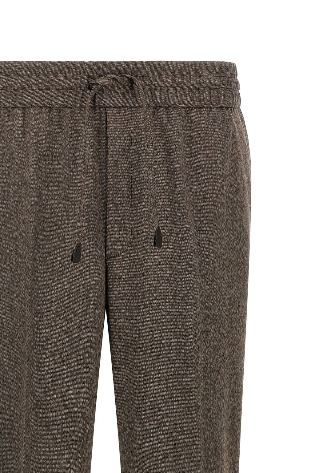 Brioni Melange wool trousers with drawstring