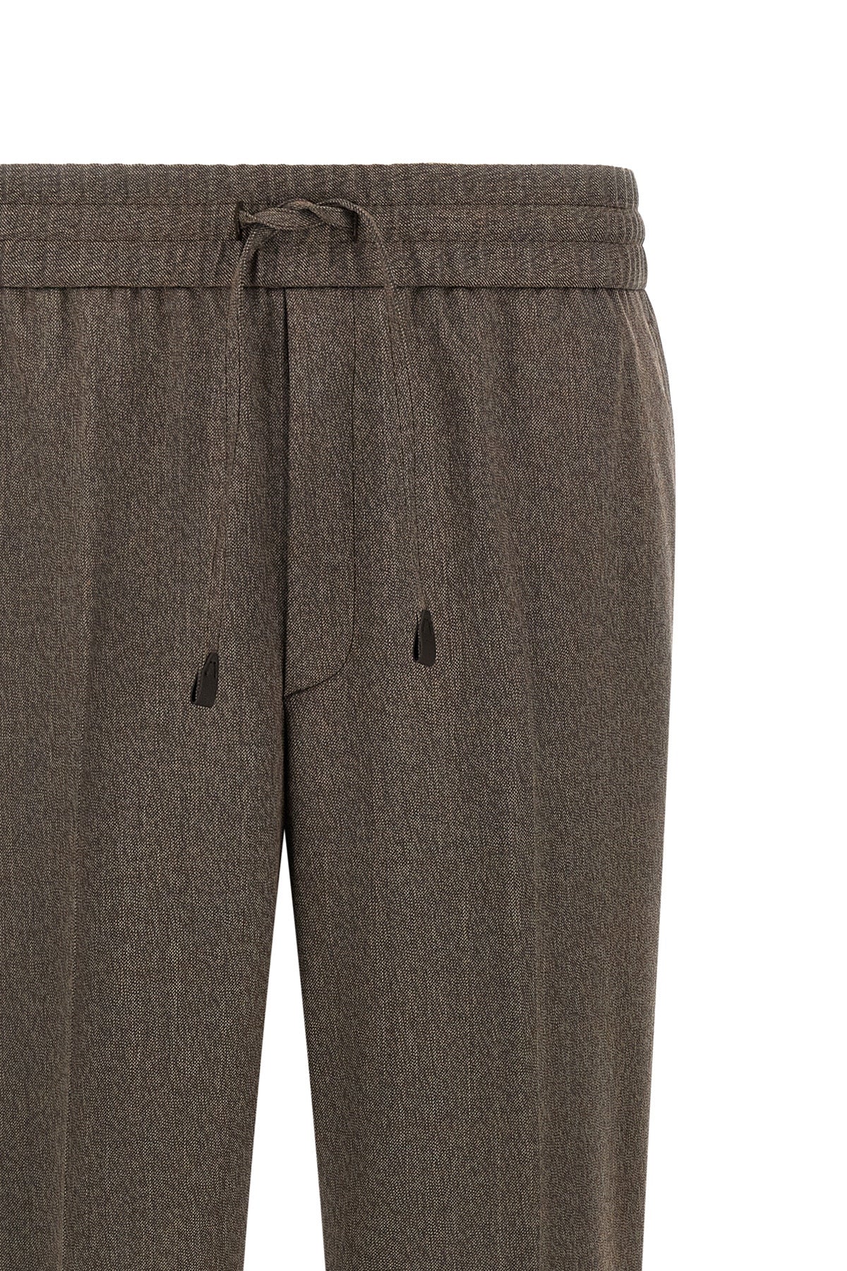 Brioni Melange wool trousers with drawstring