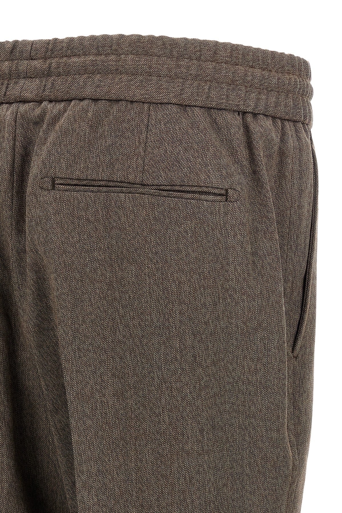 Brioni Melange wool trousers with drawstring