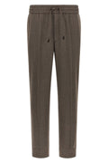 Brioni Melange wool trousers with drawstring
