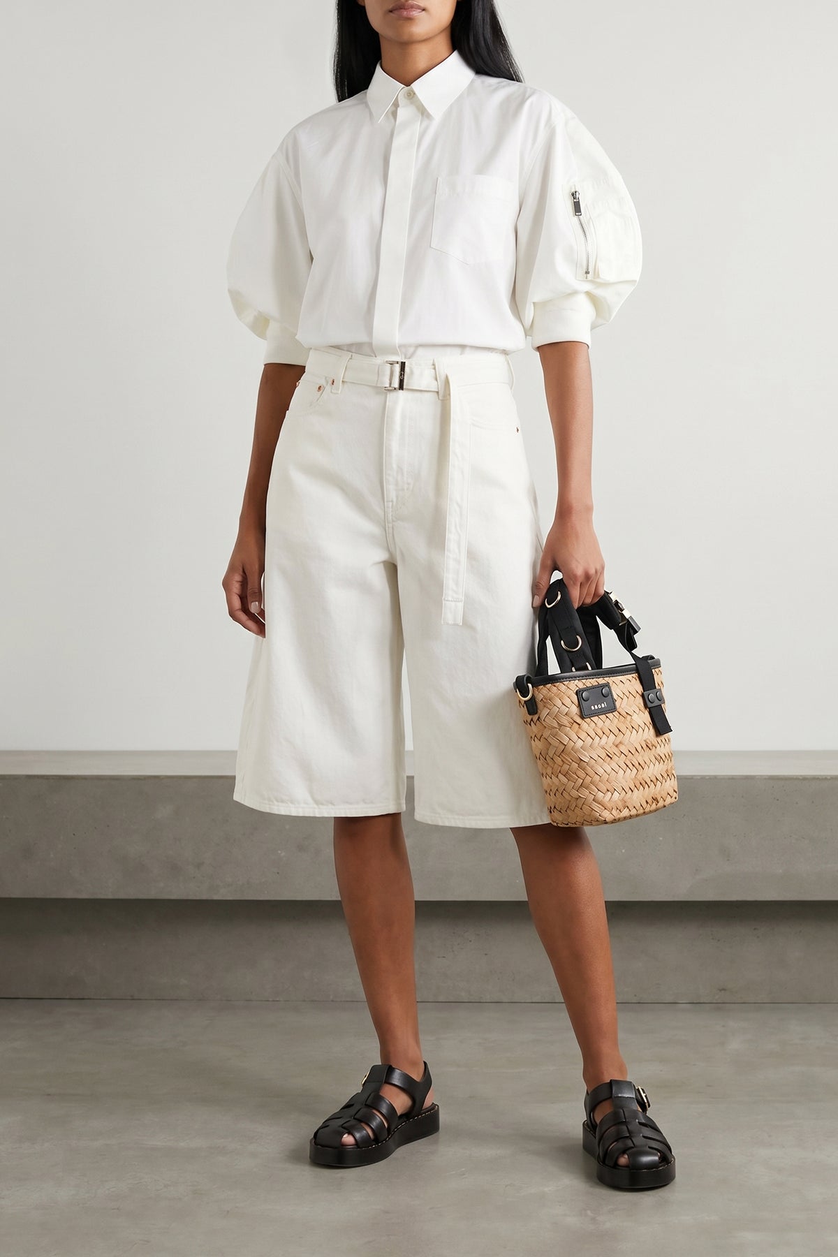 Sacai Handbag With Natural Weave