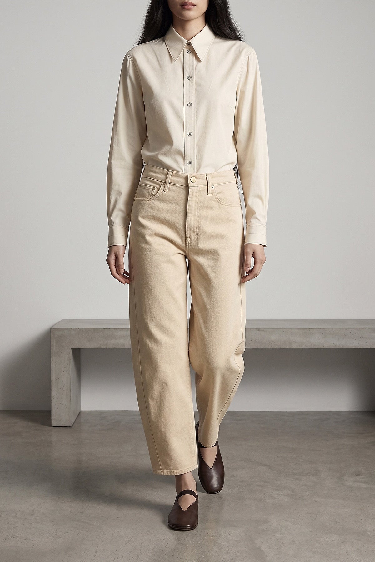 LEMAIRE Shirt Pointed Collar Contrast Stitching