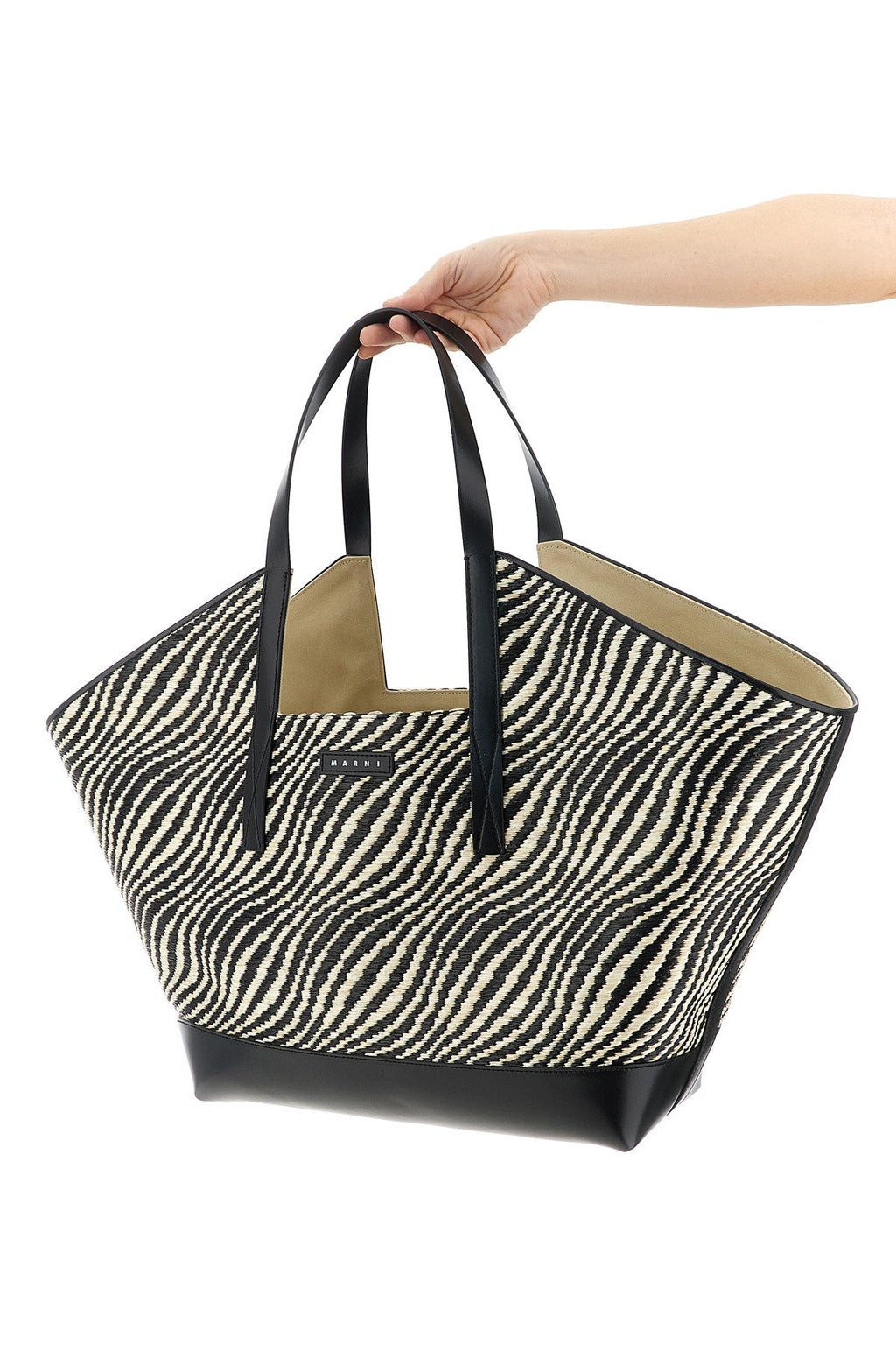 MARNI Shopping Bag Leather Logo Patch Detail