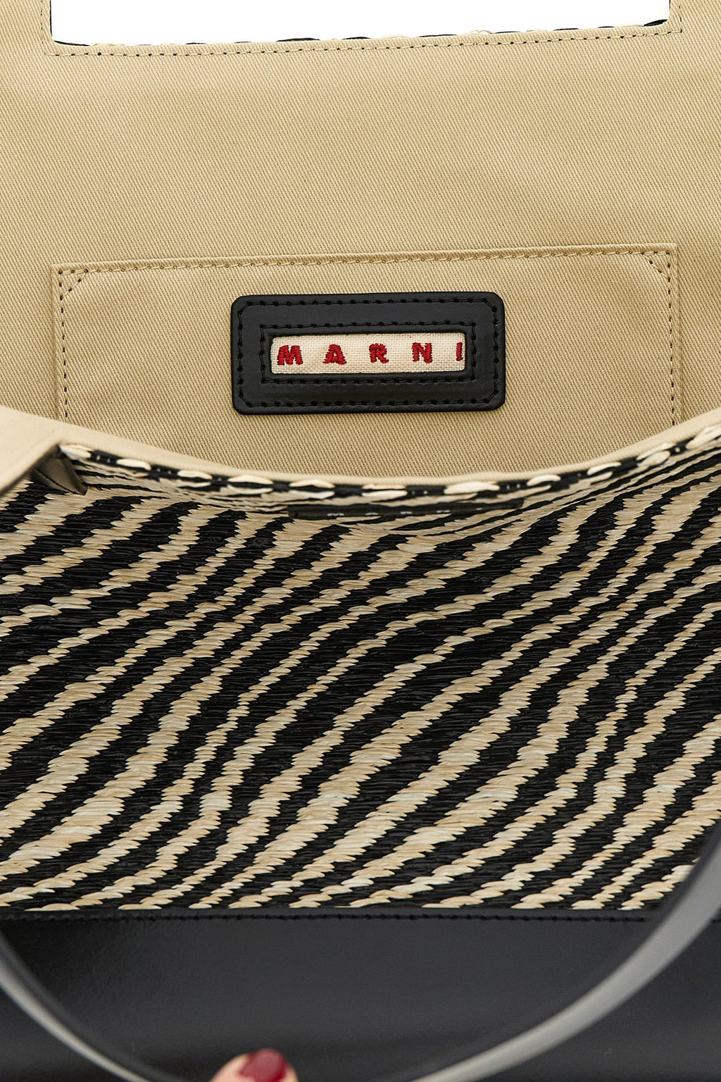 MARNI Shopping Bag Leather Logo Patch Detail