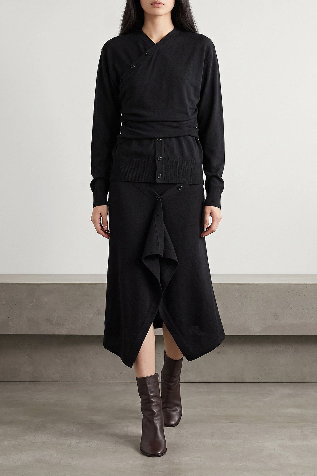 Lemaire Skirt with asymmetric buttoned drape