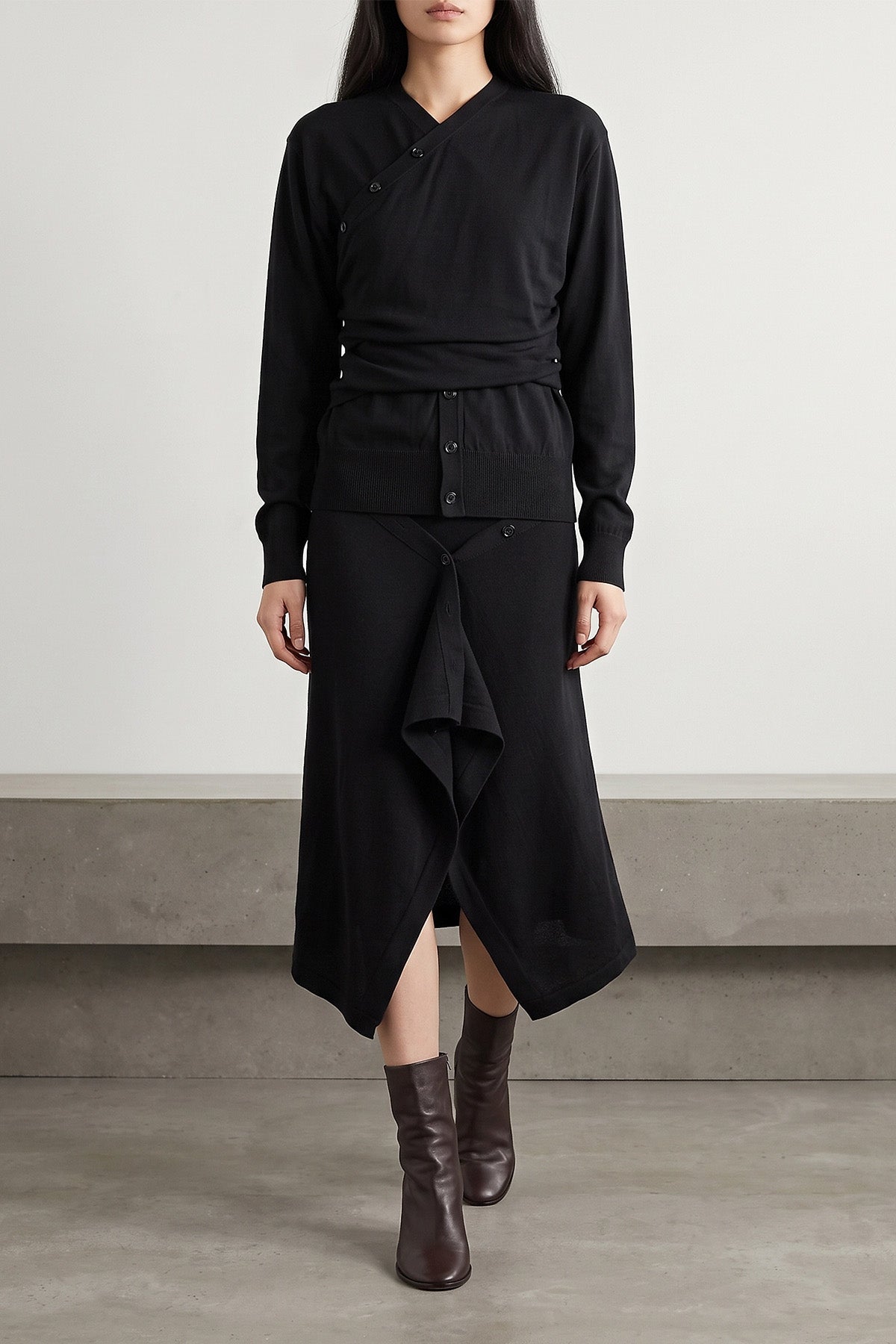 Lemaire Skirt with asymmetric buttoned drape