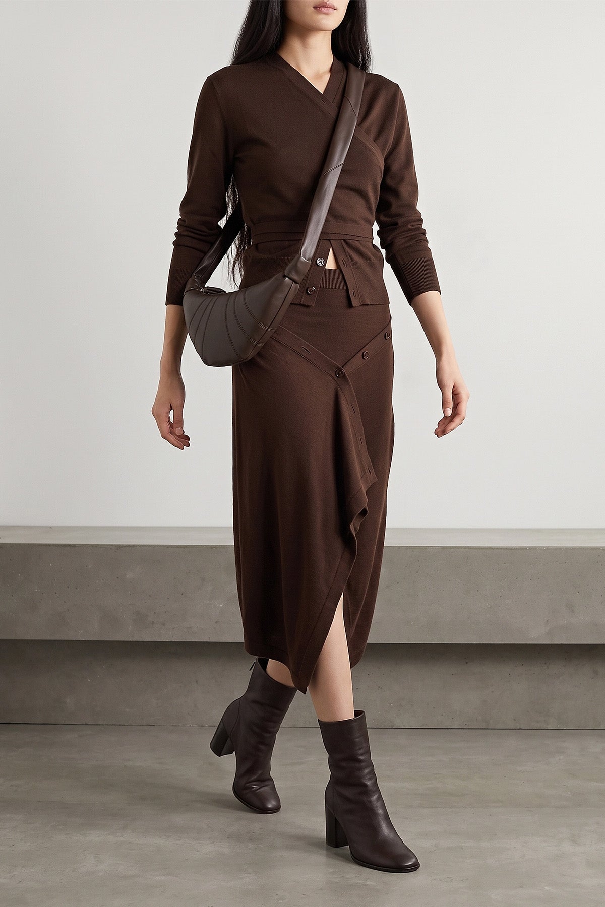 Asymmetric Buttoned Skirt