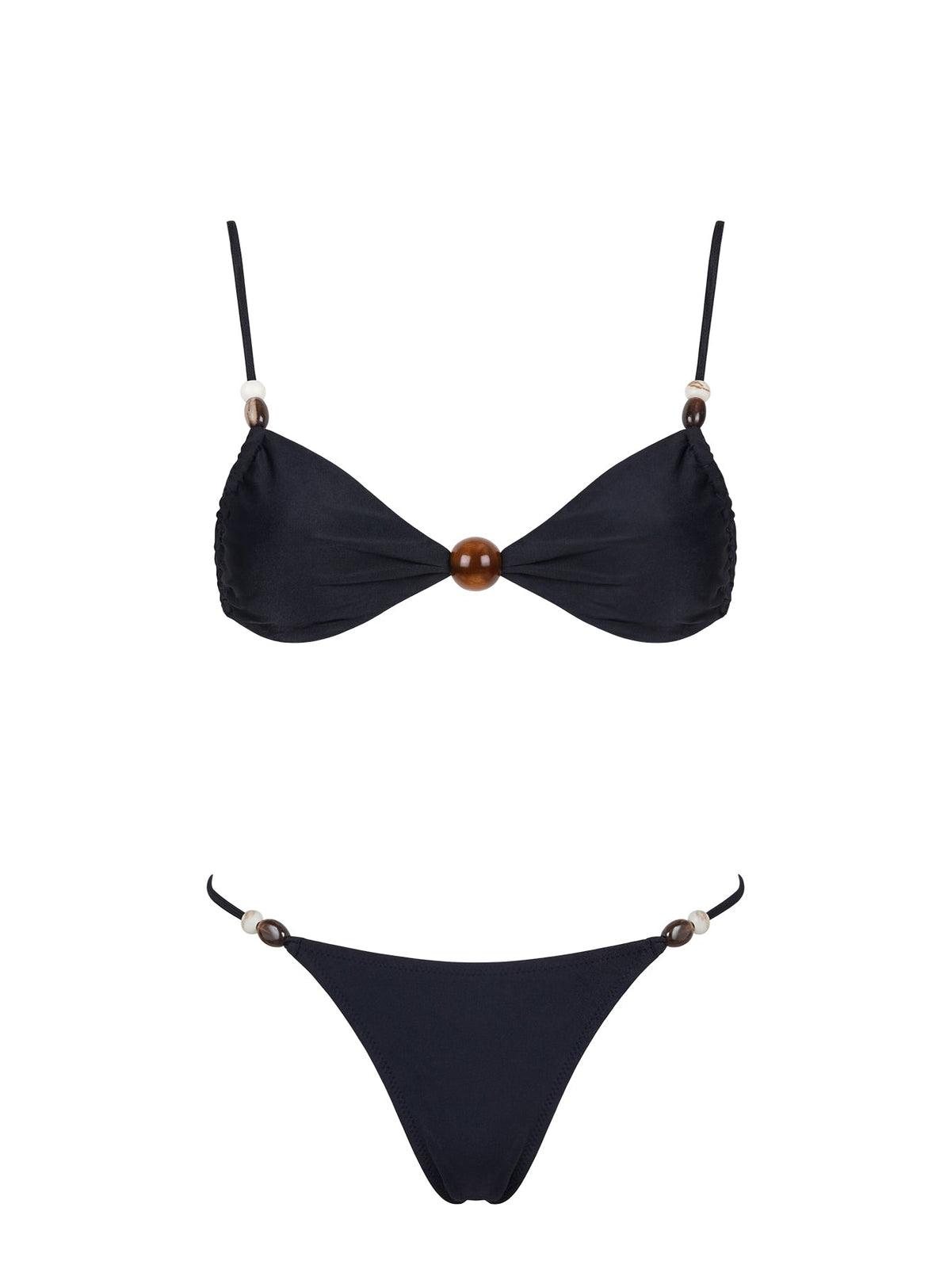 Slow Summer Bead Detail Bikini Top Black
