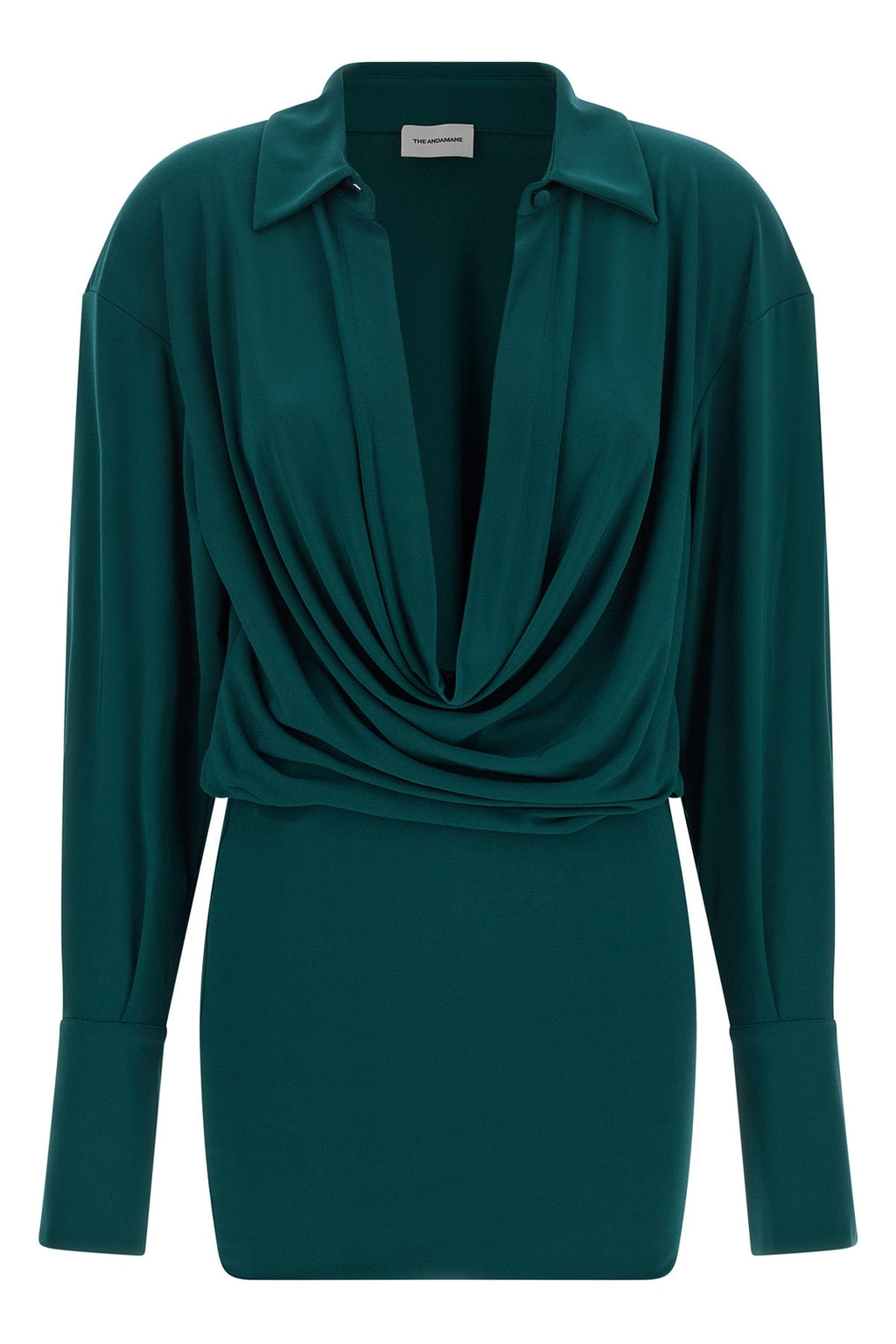 THE ANDAMANE Lilia Mini Dress with deep V-neck