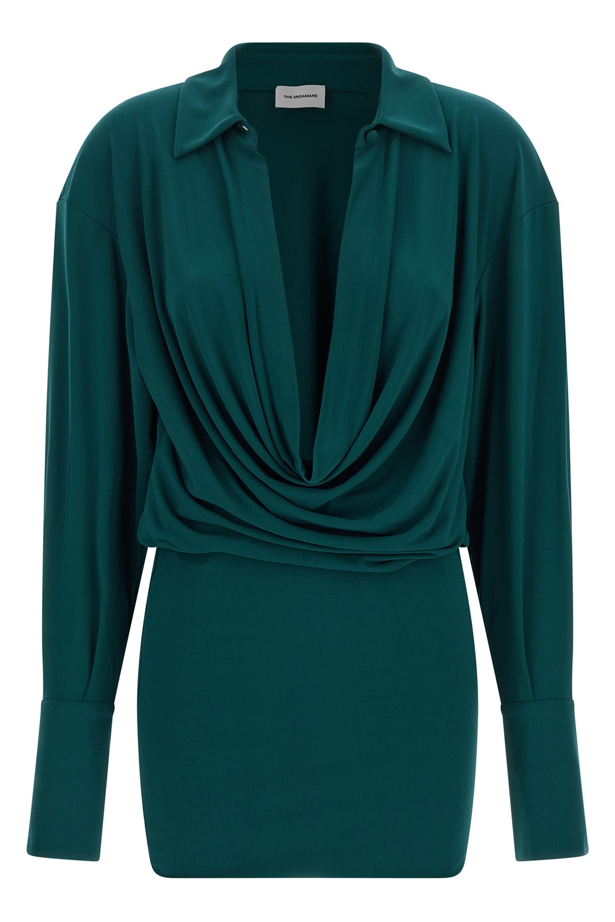 THE ANDAMANE Lilia Mini Dress with deep V-neck