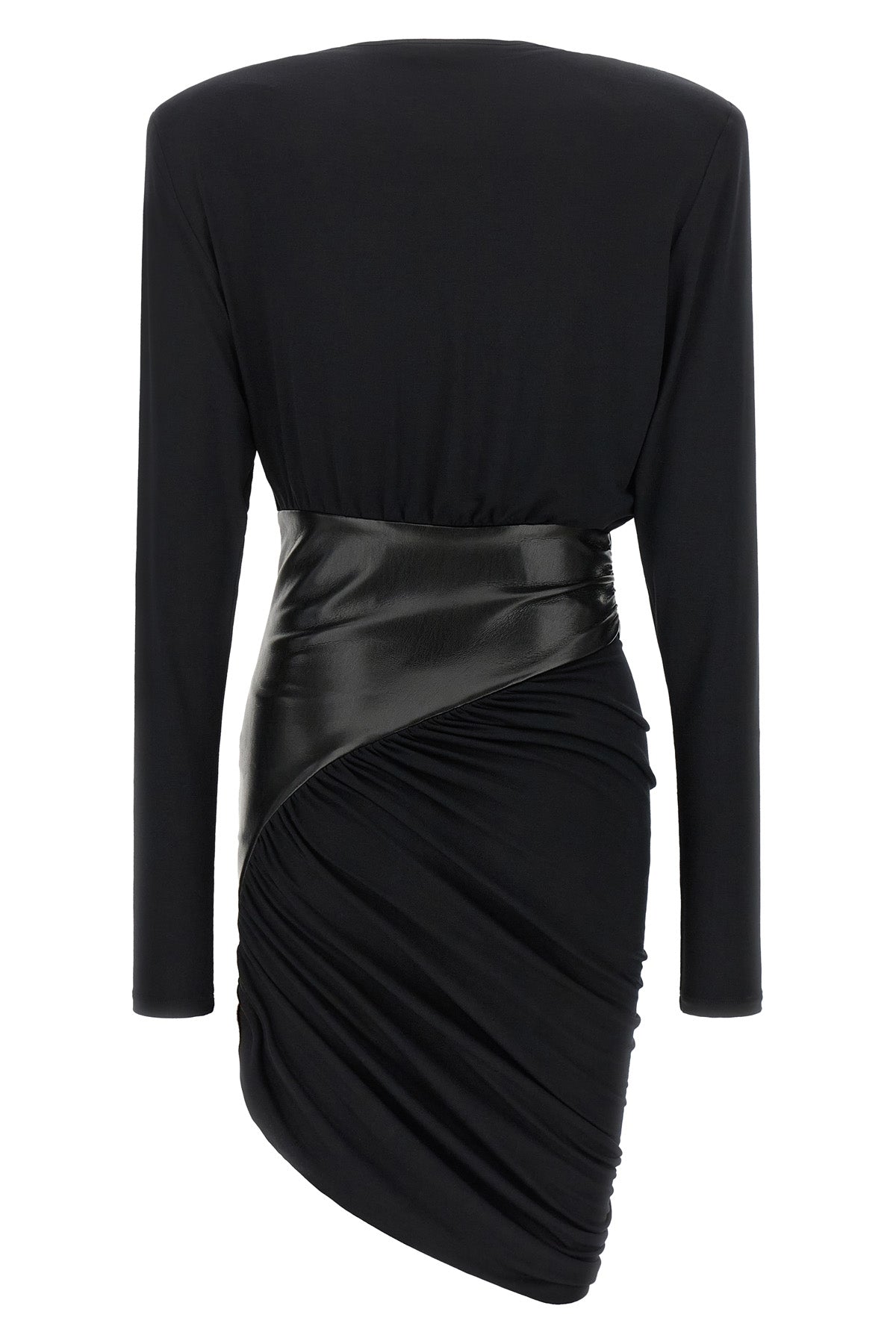 THE ANDAMANE Mini Dress with Faux-Leather Waist