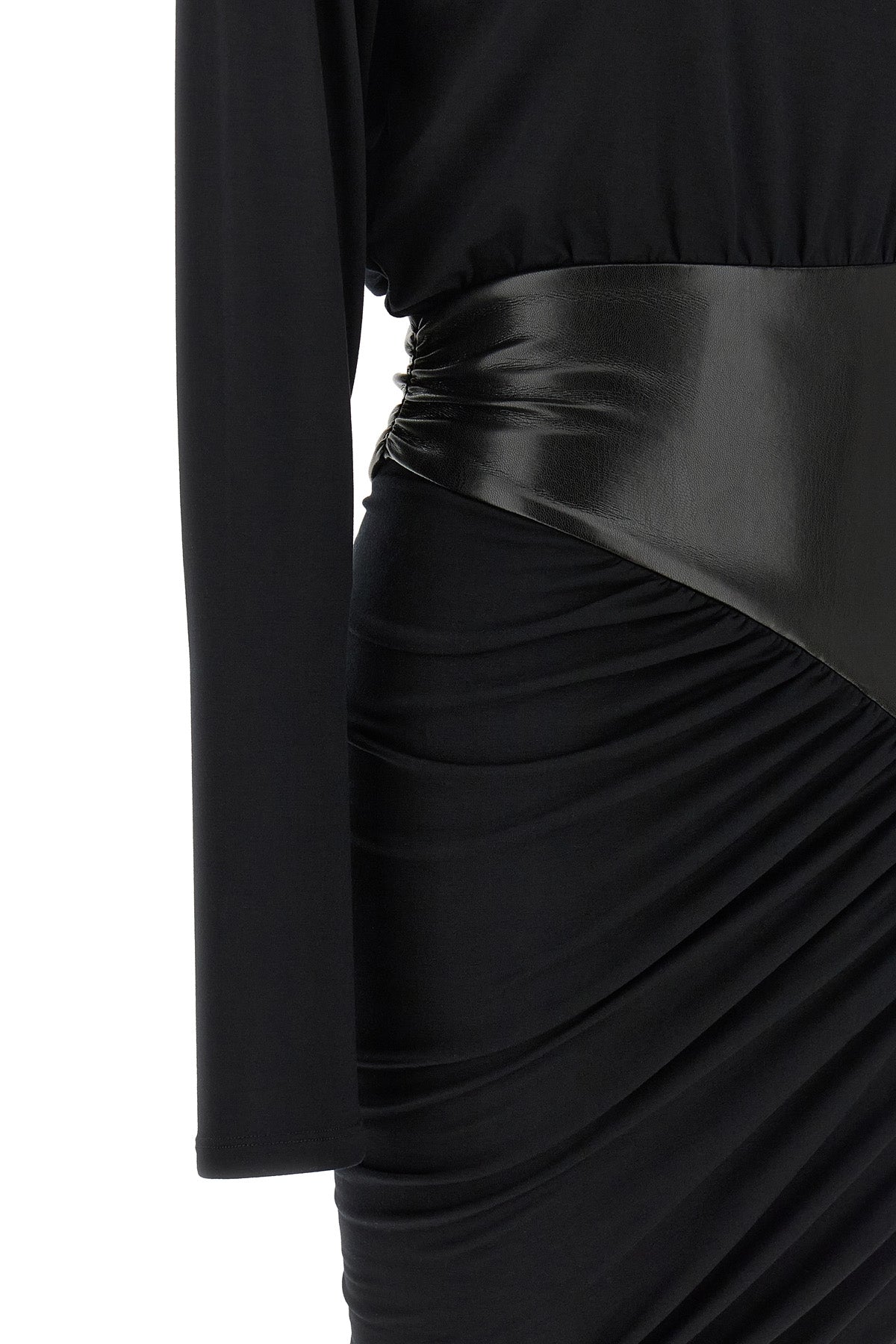 THE ANDAMANE Mini Dress with Faux-Leather Waist