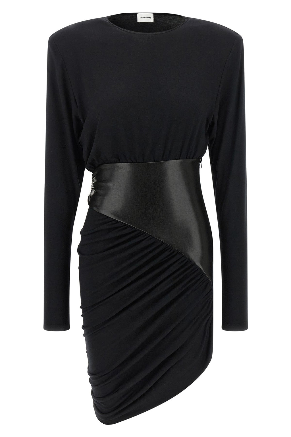 THE ANDAMANE Mini Dress with Faux-Leather Waist