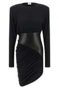 THE ANDAMANE Mini Dress with Faux-Leather Waist