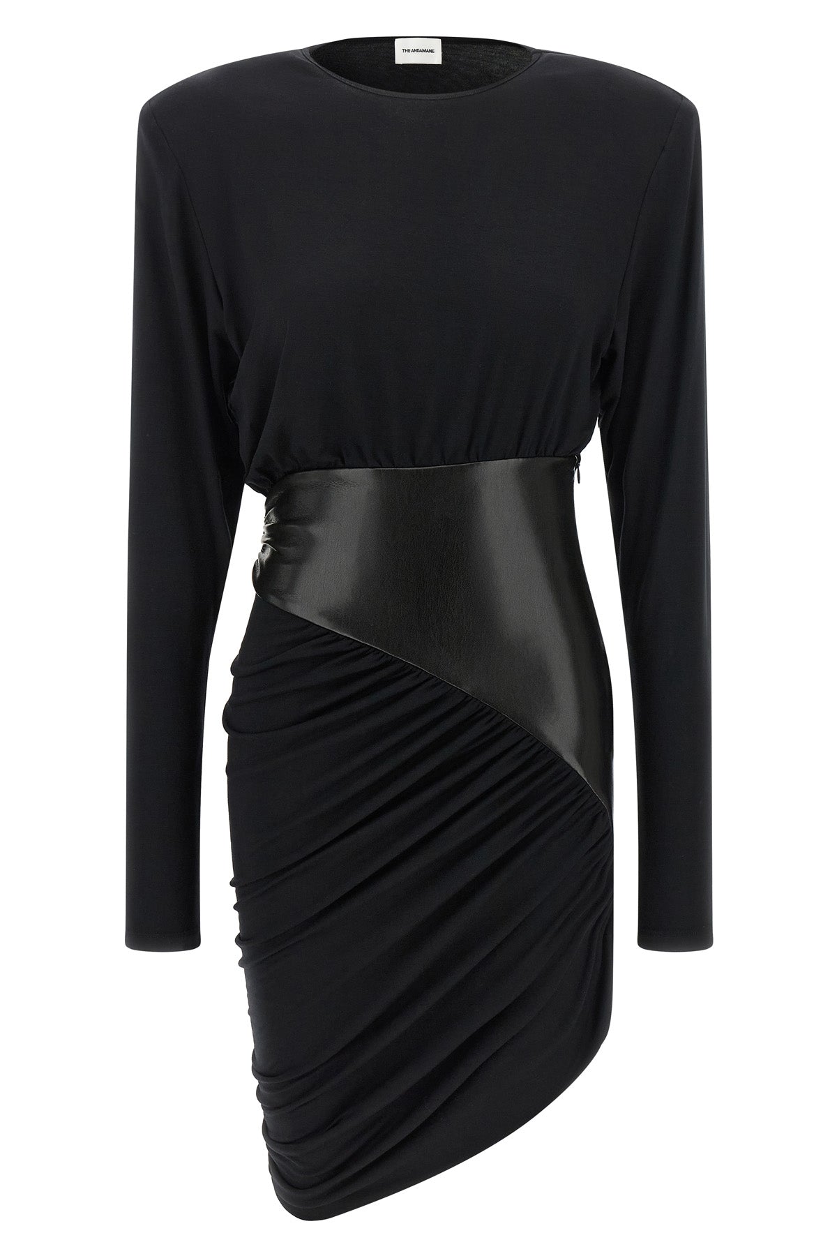 THE ANDAMANE Mini Dress with Faux-Leather Waist
