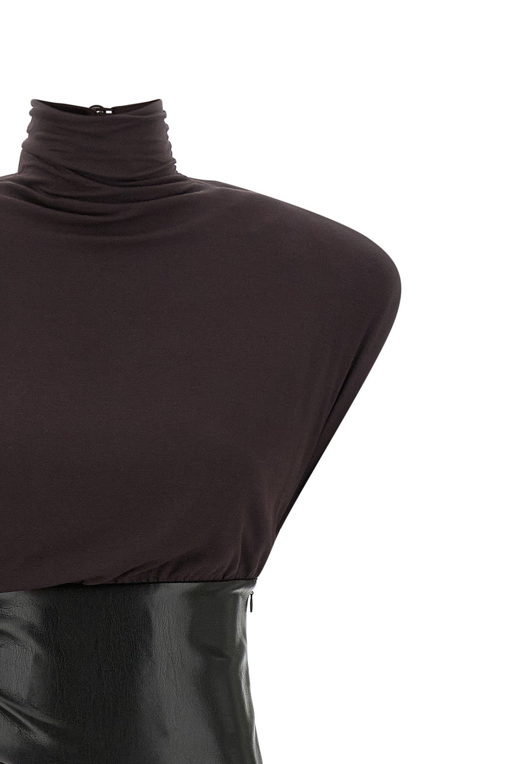 THE ANDAMANE Midi Dress with Leather-Effect Panel