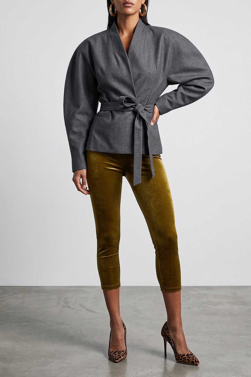 THE ANDAMANE Velvet-finish capri leggings