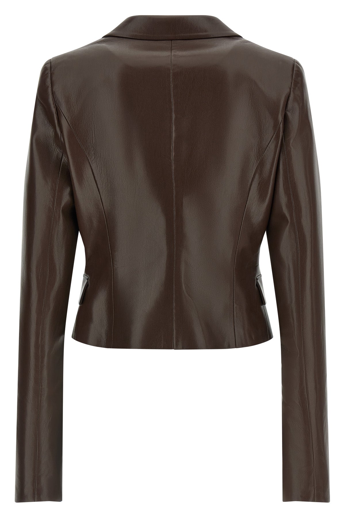 THE ANDAMANE Fitted Faux Leather Blazer