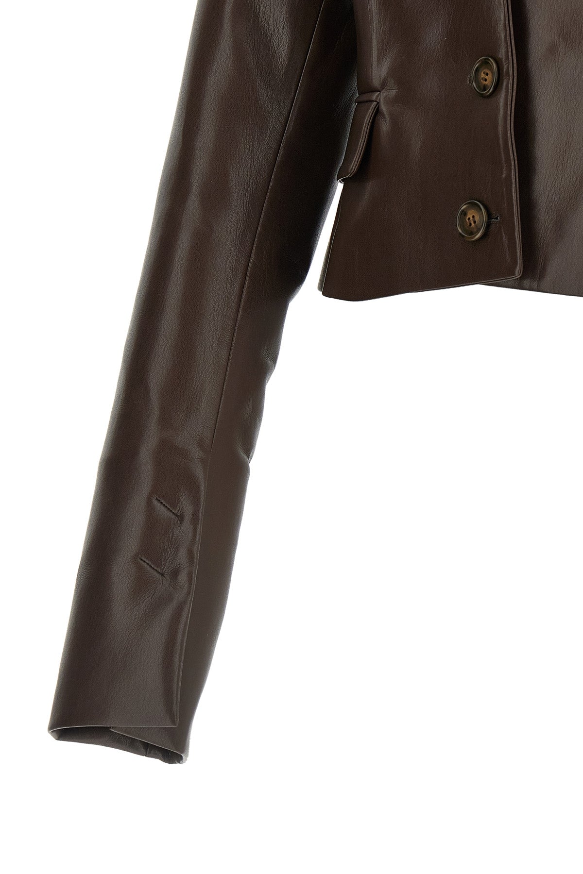 THE ANDAMANE Fitted Faux Leather Blazer