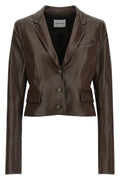 THE ANDAMANE Fitted Faux Leather Blazer