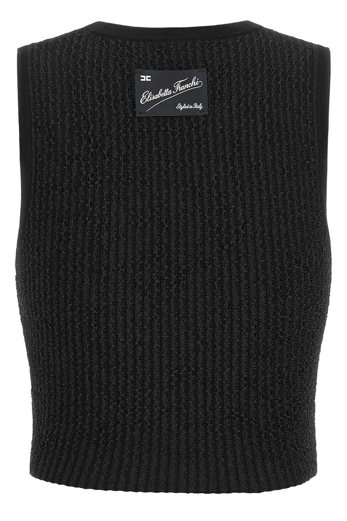 Elisabetta Franchi Sleeveless Top with Ribbed Knit