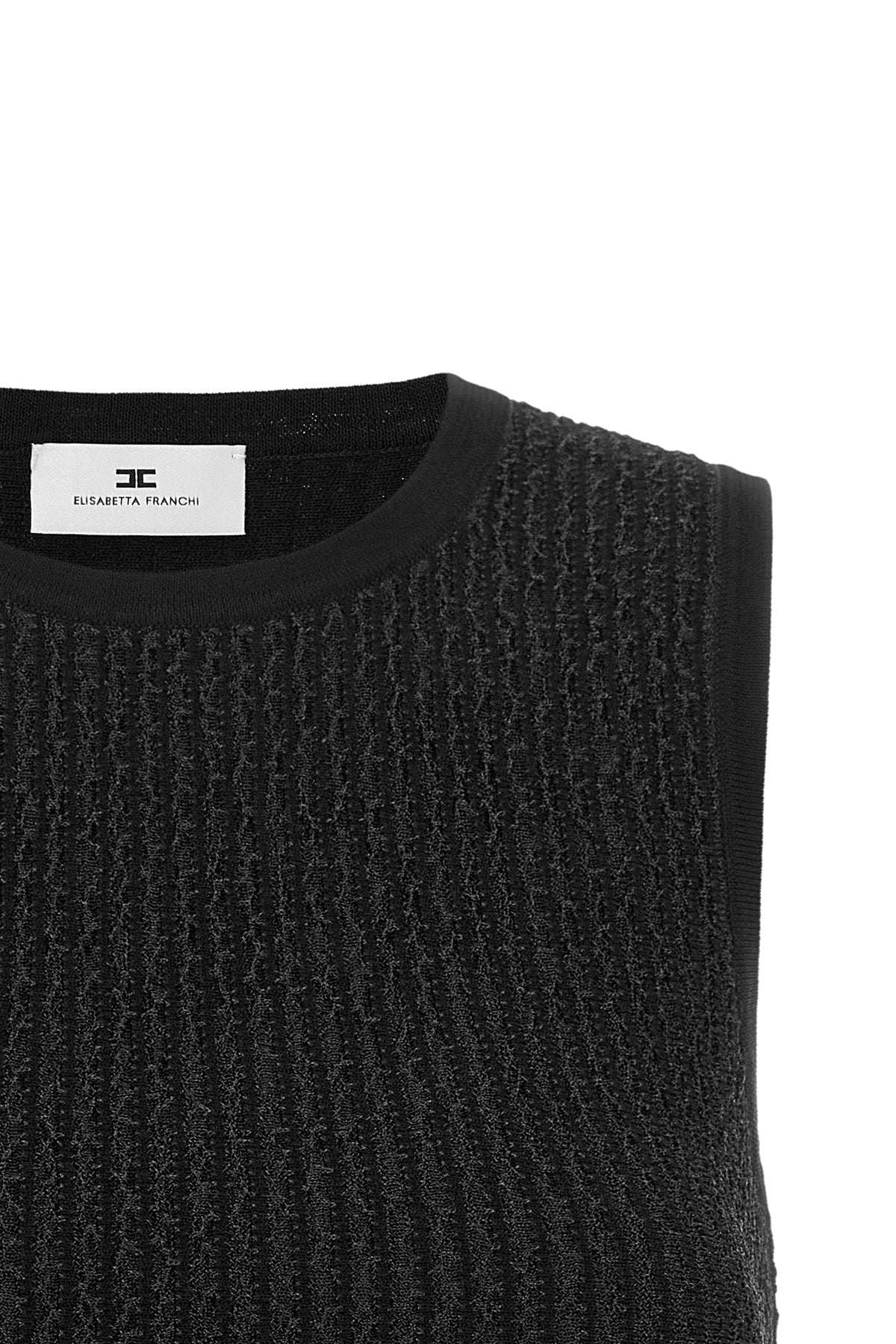 Elisabetta Franchi Sleeveless Top with Ribbed Knit