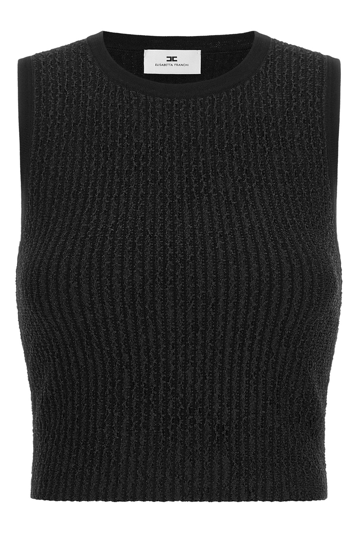 Elisabetta Franchi Sleeveless Top with Ribbed Knit