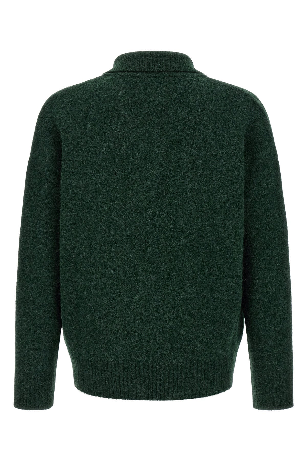 AMI PARIS Alpaca-Blend Polo Sweater with Intarsia Logo