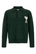 AMI PARIS Alpaca-Blend Polo Sweater with Intarsia Logo