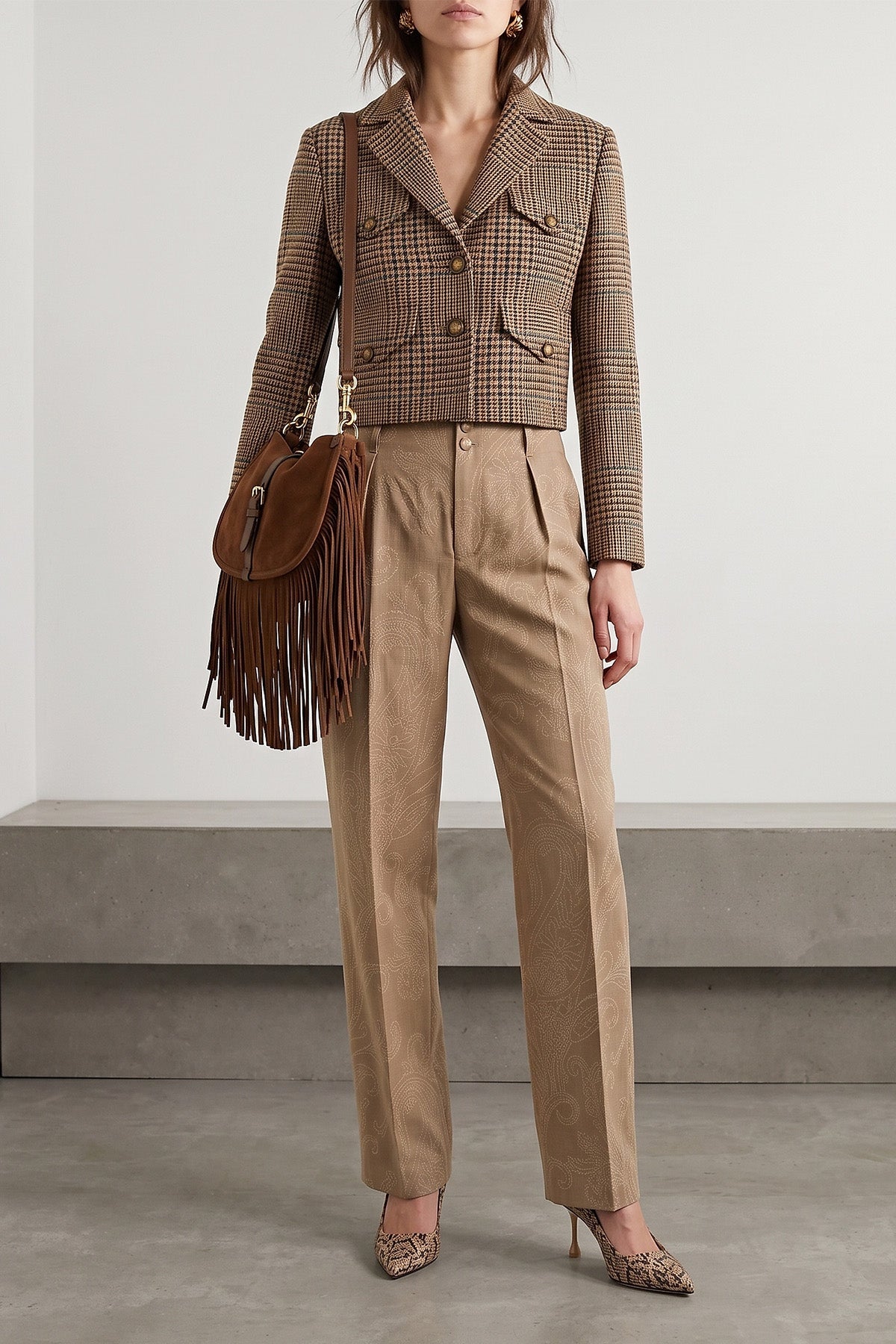 ETRO Suede Shoulder Bag With Cascading Fringes