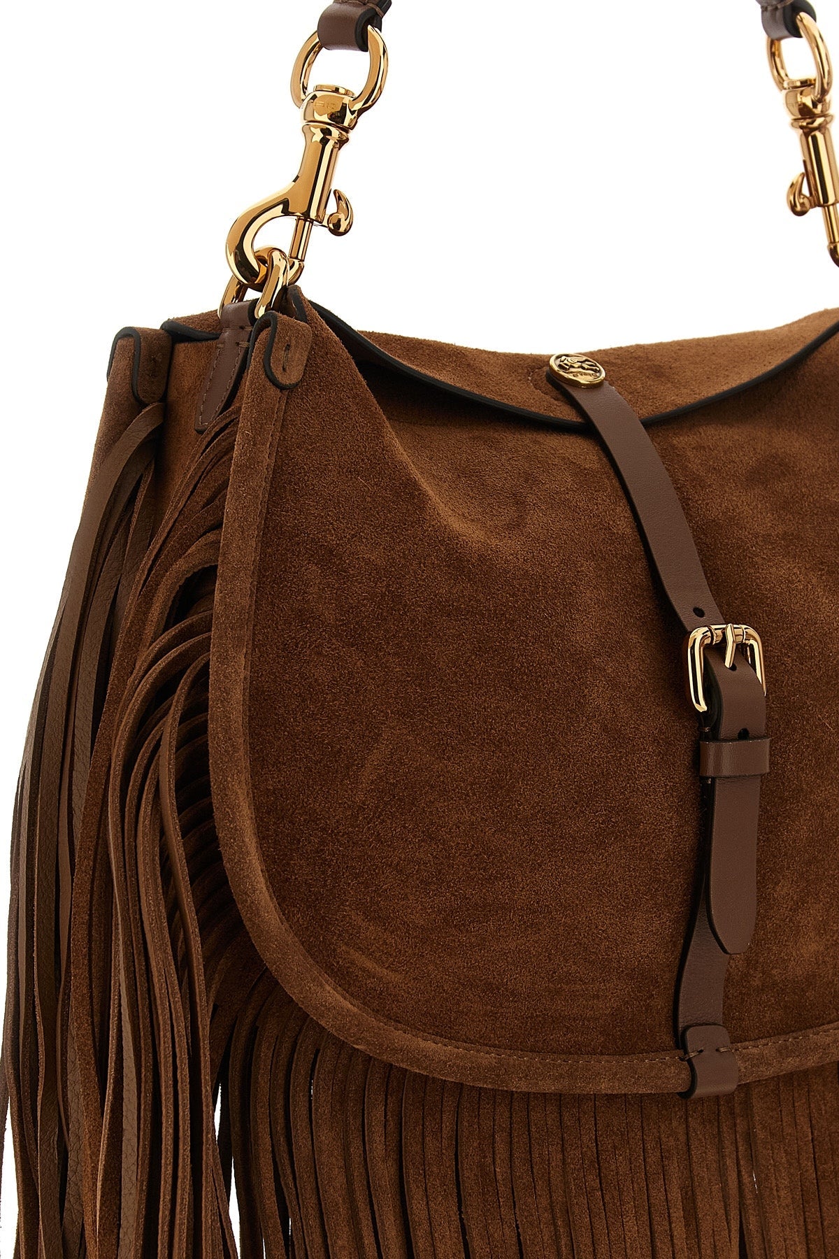 ETRO Suede Shoulder Bag With Cascading Fringes