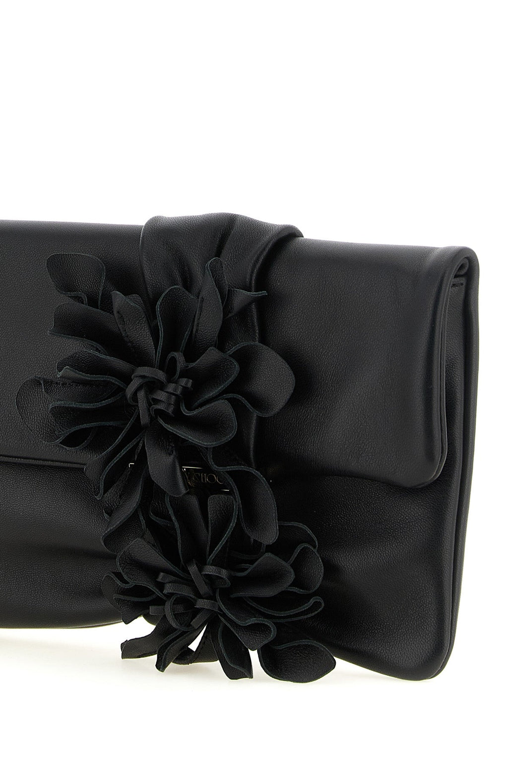 Jimmy Choo Zandra Leather Clutch With Floral Appliqué