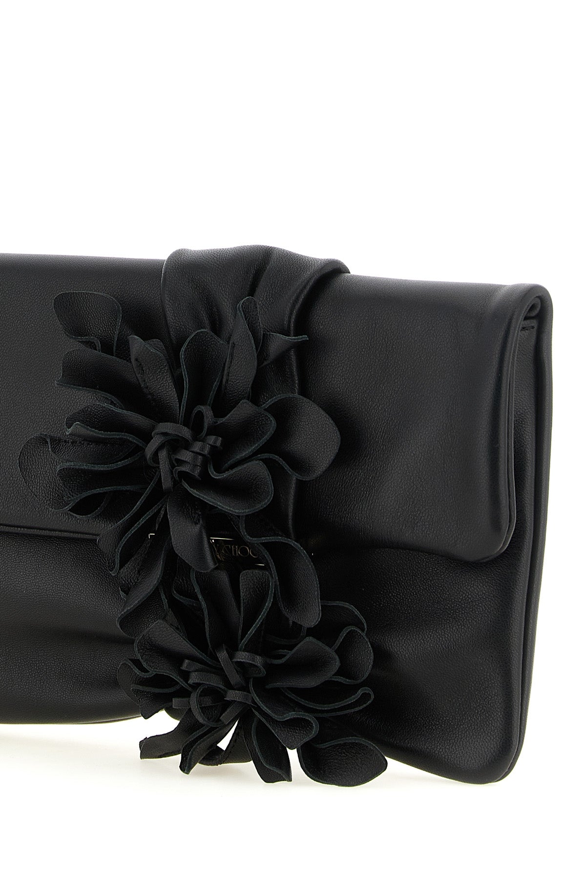 Jimmy Choo Zandra Leather Clutch With Floral Appliqué