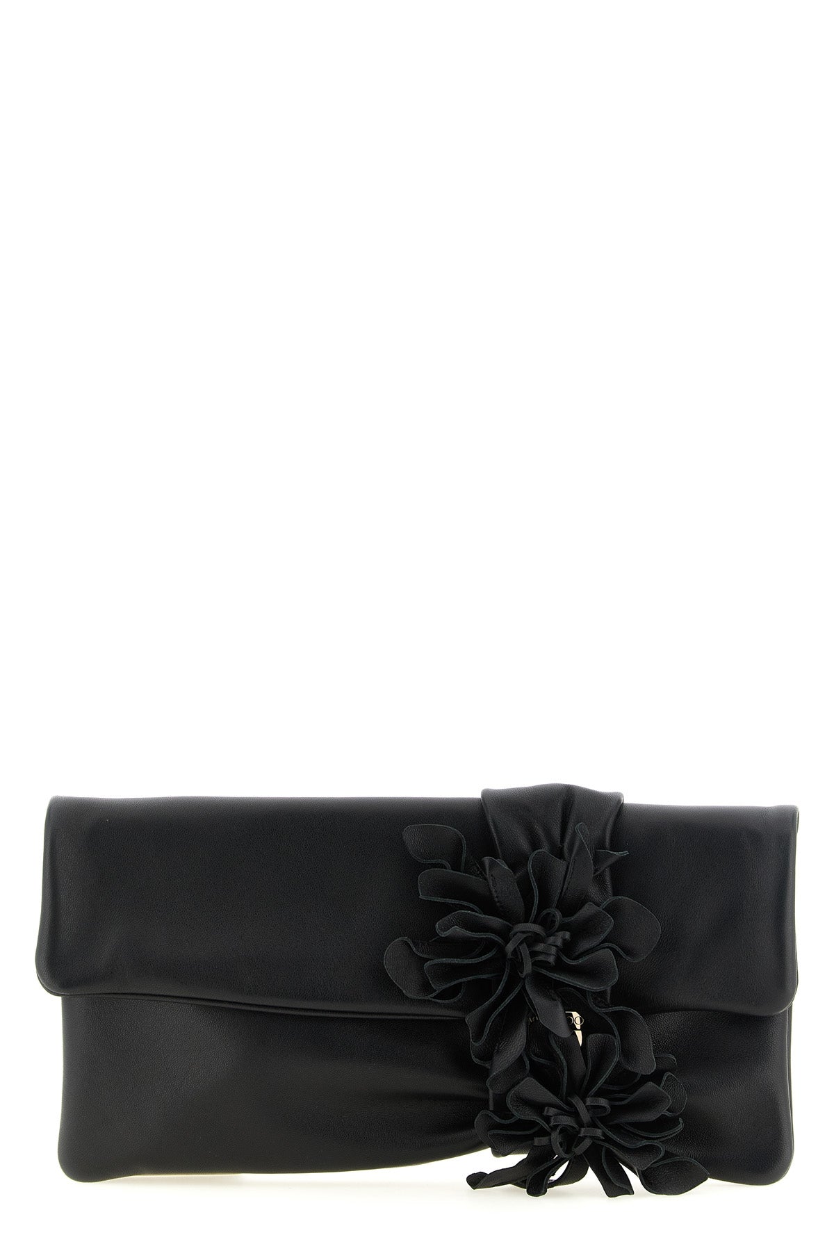 Jimmy Choo Zandra Leather Clutch With Floral Appliqué