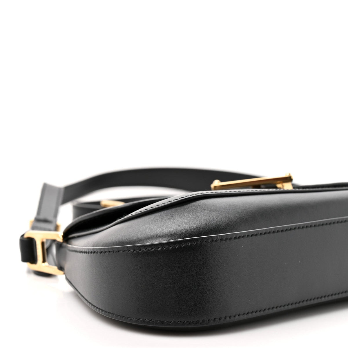 City Calf Triangle Flap Shoulder Bag Black