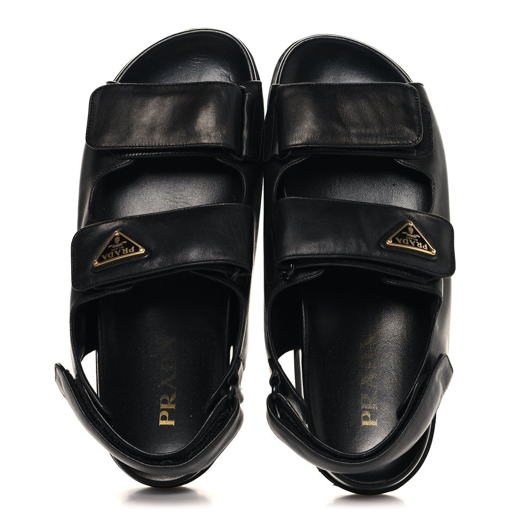 Nappa Quilted Padded Slingback Sandals 38.5 Black