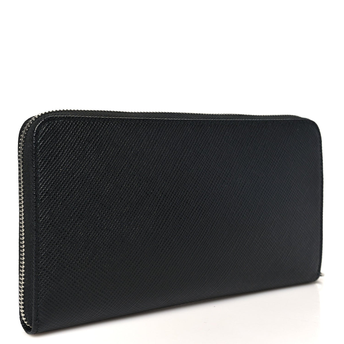 Saffiano Metal Large Zip Around Travel Wallet Black