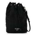 Saffiano Tessuto Re-Nylon Vela Bucket Wristlet Black