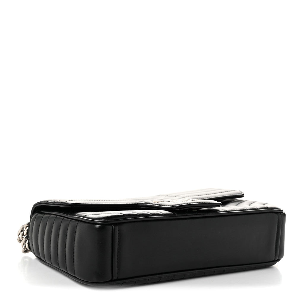 Soft Calfskin Impunture Diagramme Medium Chain Flap Shoulder Bag Black
