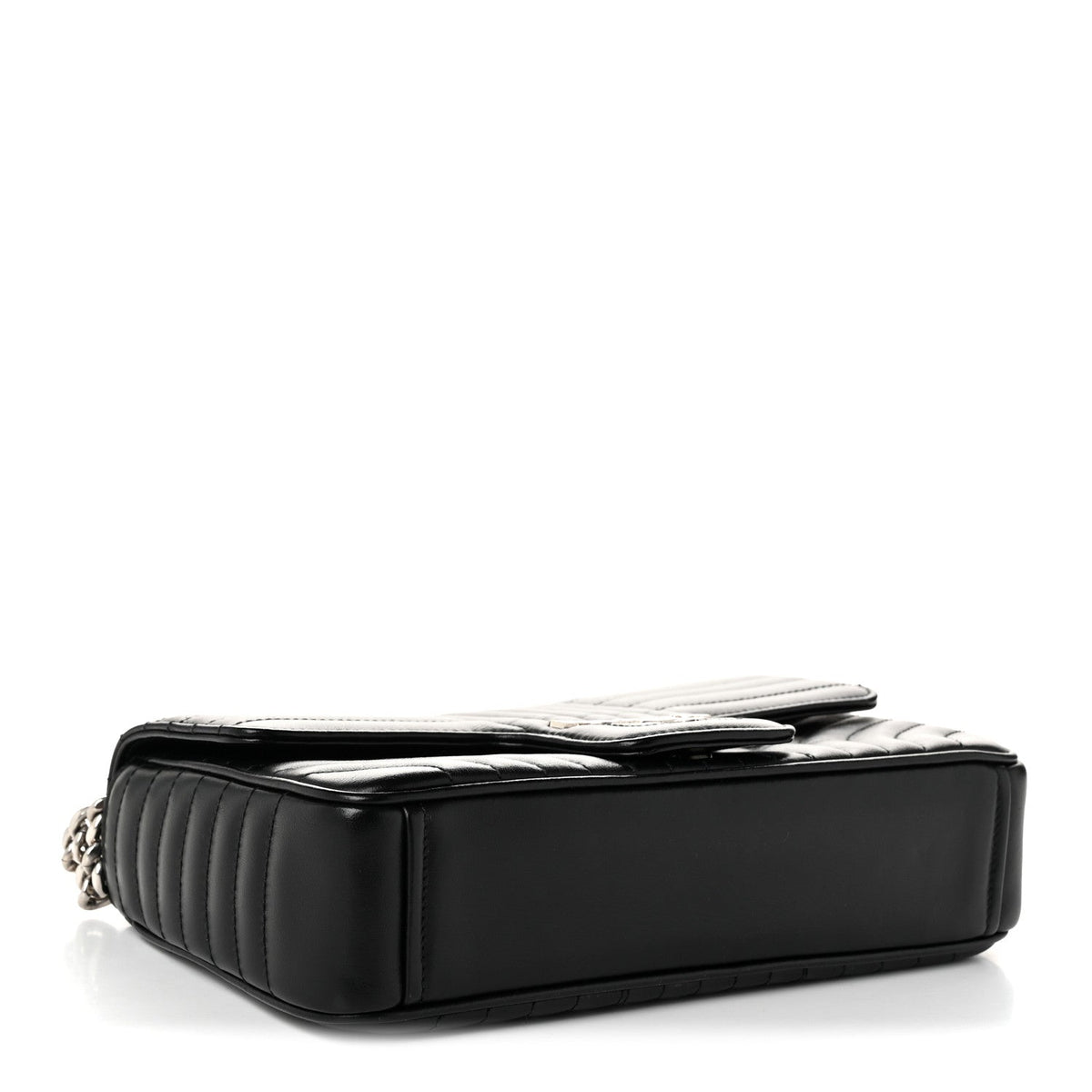 Soft Calfskin Impunture Diagramme Medium Chain Flap Shoulder Bag Black