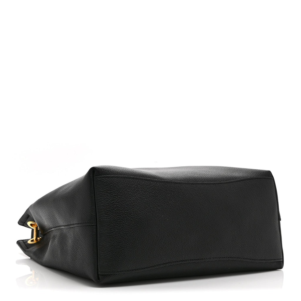 Vitello Phenix Embossed Logo Hobo Black