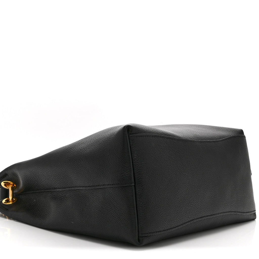 Vitello Phenix Embossed Logo Hobo Black