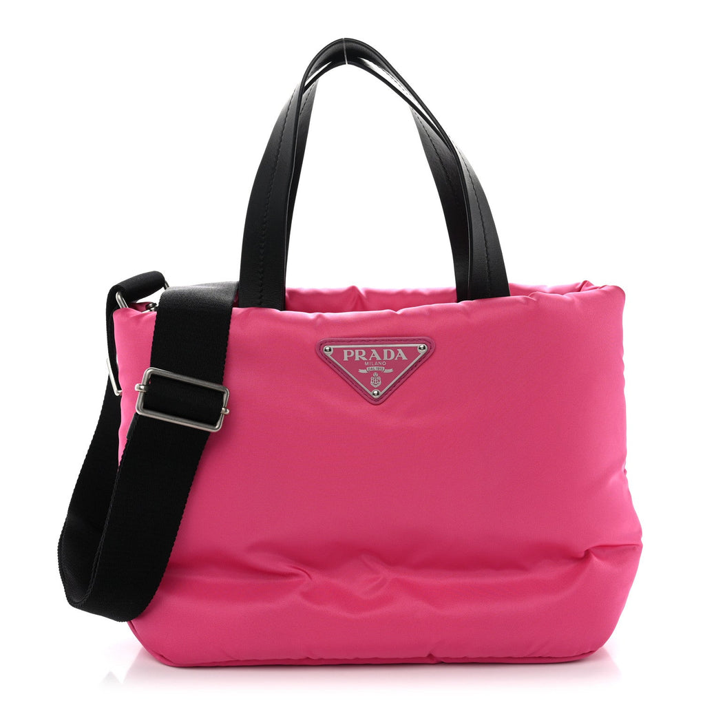 Tessuto Nylon Soft Padded Shopping Tote Fuxia