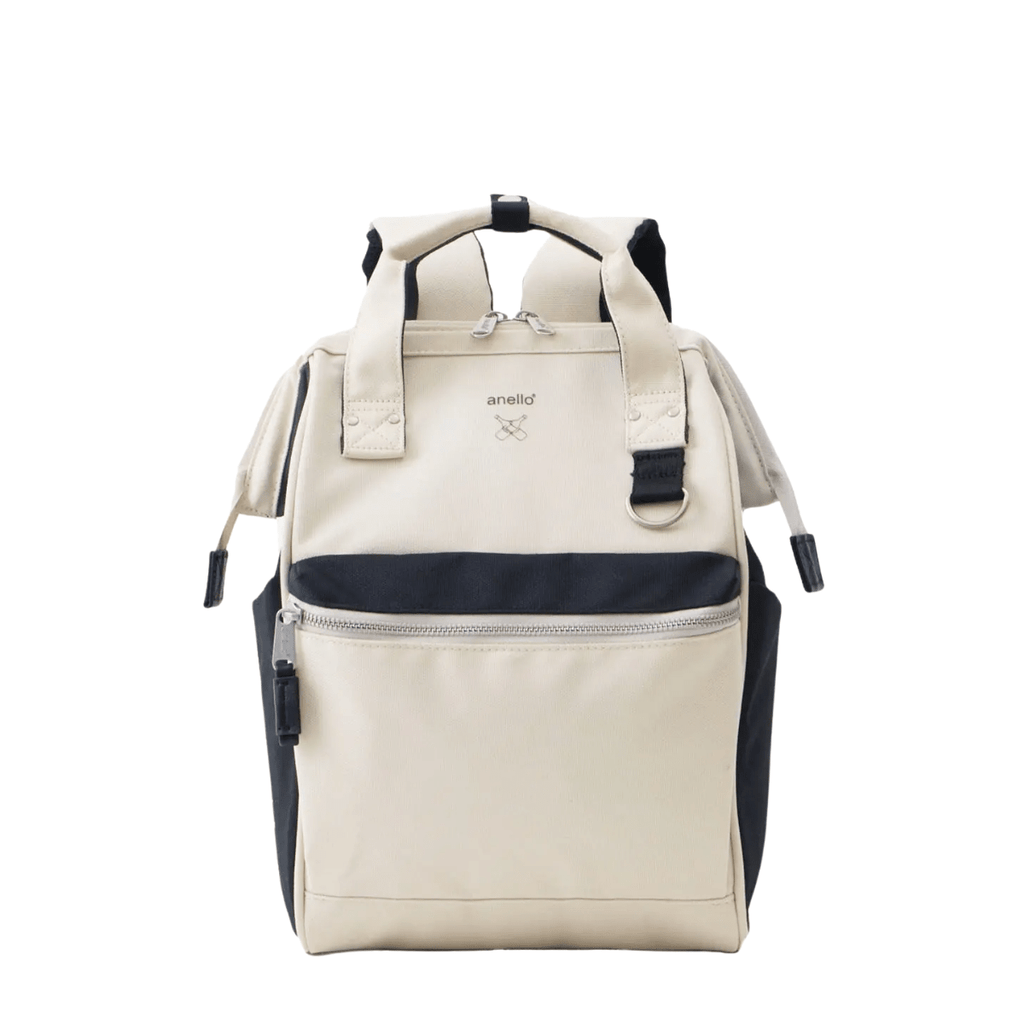 Anello Cross Bottle Backpack Small in White Black
