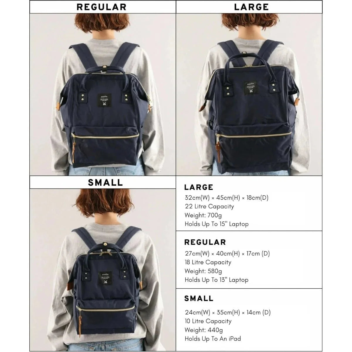 Anello Cross Bottle Backpack Small in Dark Grey
