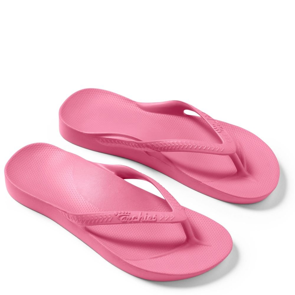 Archies Women's Arch Support Flip Flops in Hot Pink