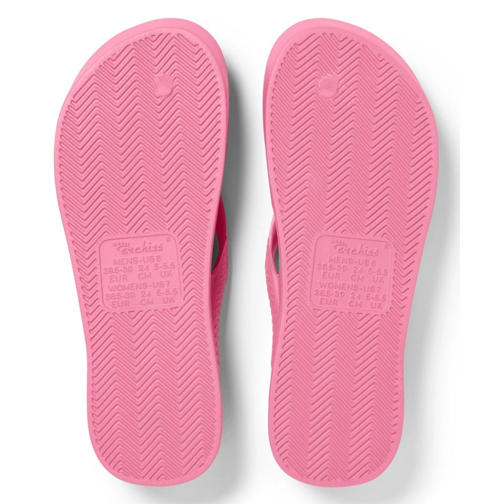 Archies Women's Arch Support Flip Flops in Hot Pink