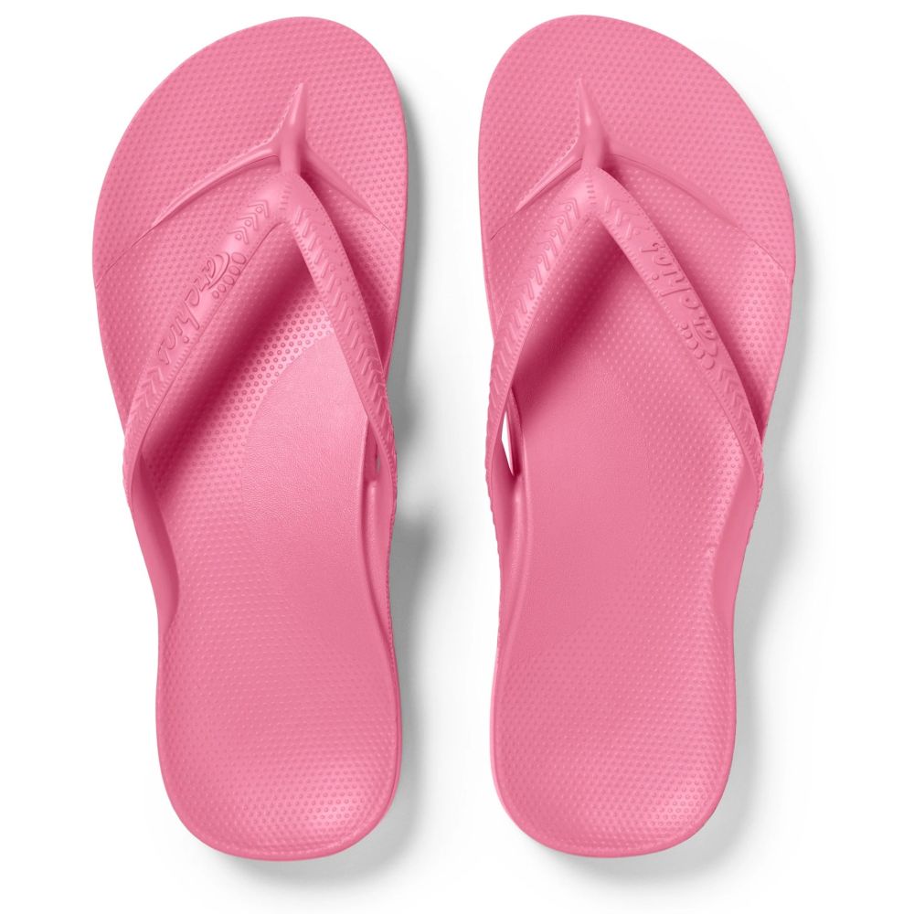 Archies Women's Arch Support Flip Flops in Hot Pink