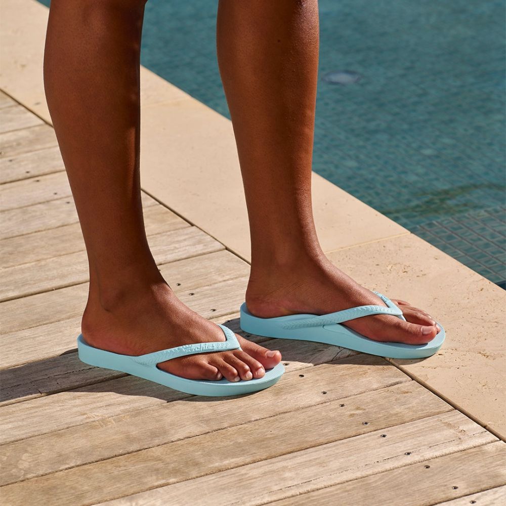 Archies Women's Arch Support Flip Flops in Sky Blue
